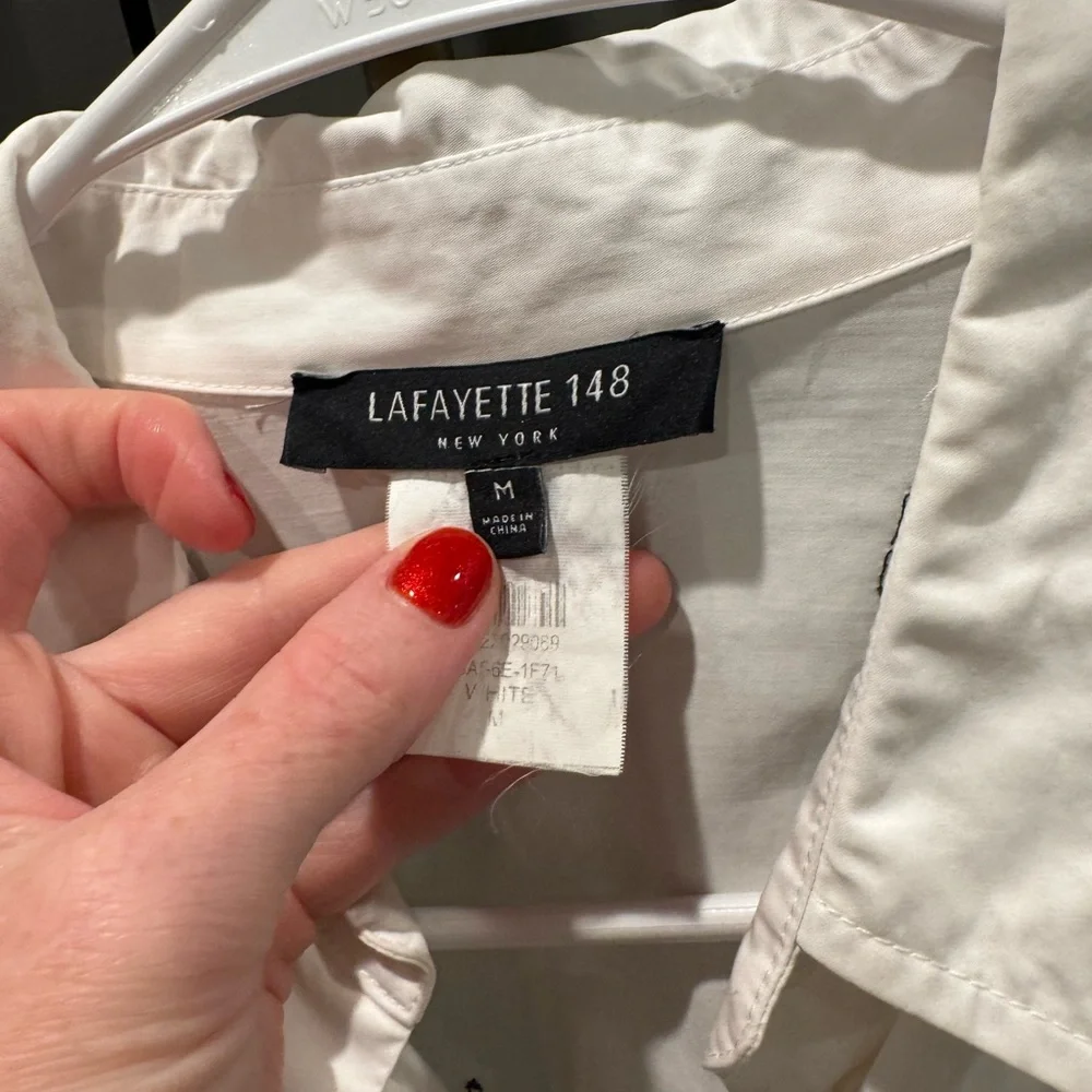 Lafayette 148 New York Kehlani Embroidered Abstract Button Down Womens Size M - Picture 5 of 5